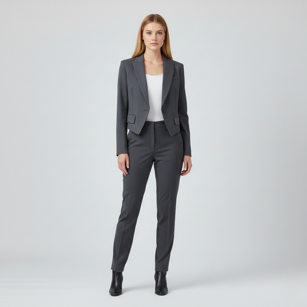 Cropped Tailored Suit Blazer