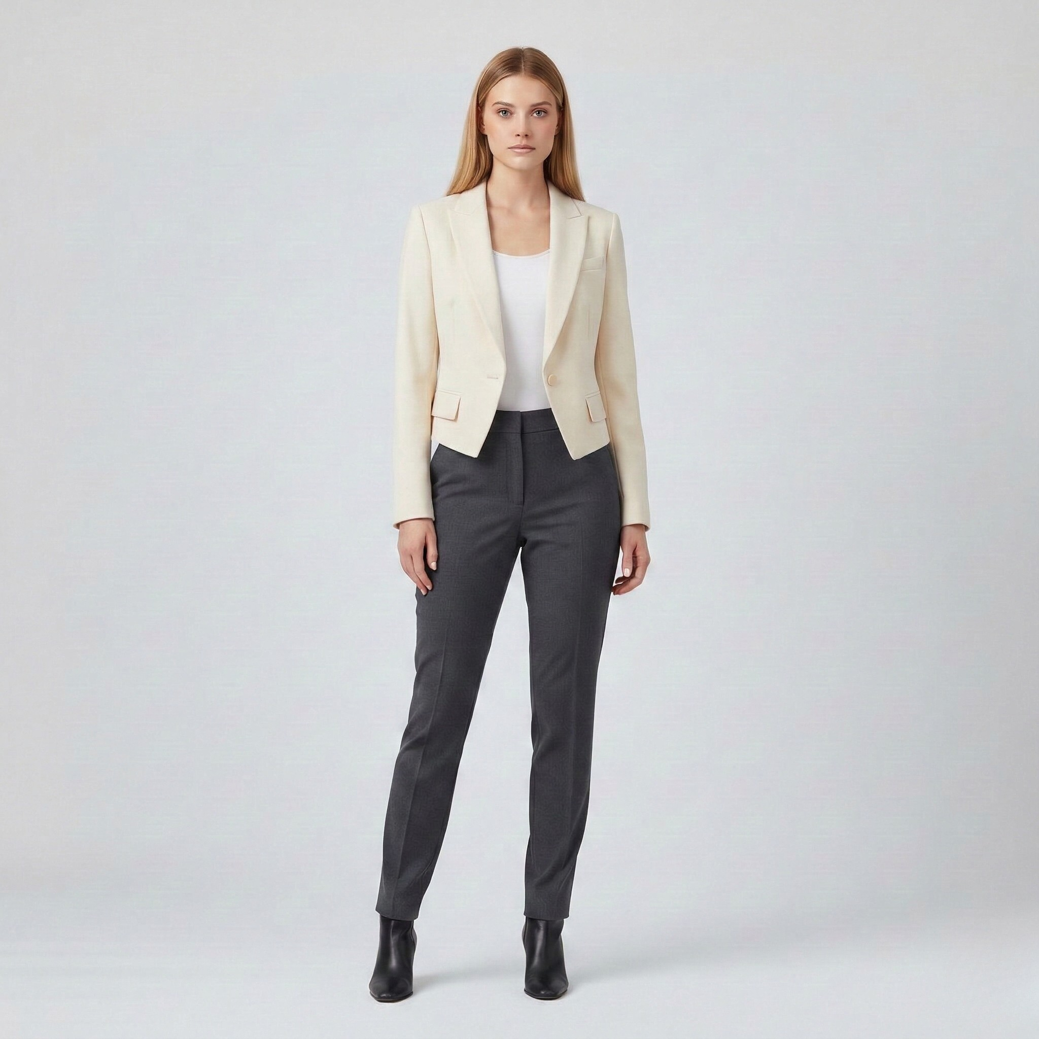 Cropped Tailored Suit Blazer