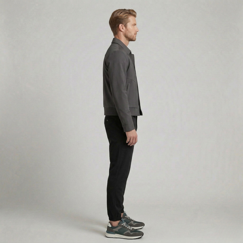 Chaqueta minimalista de cuero con cremallera