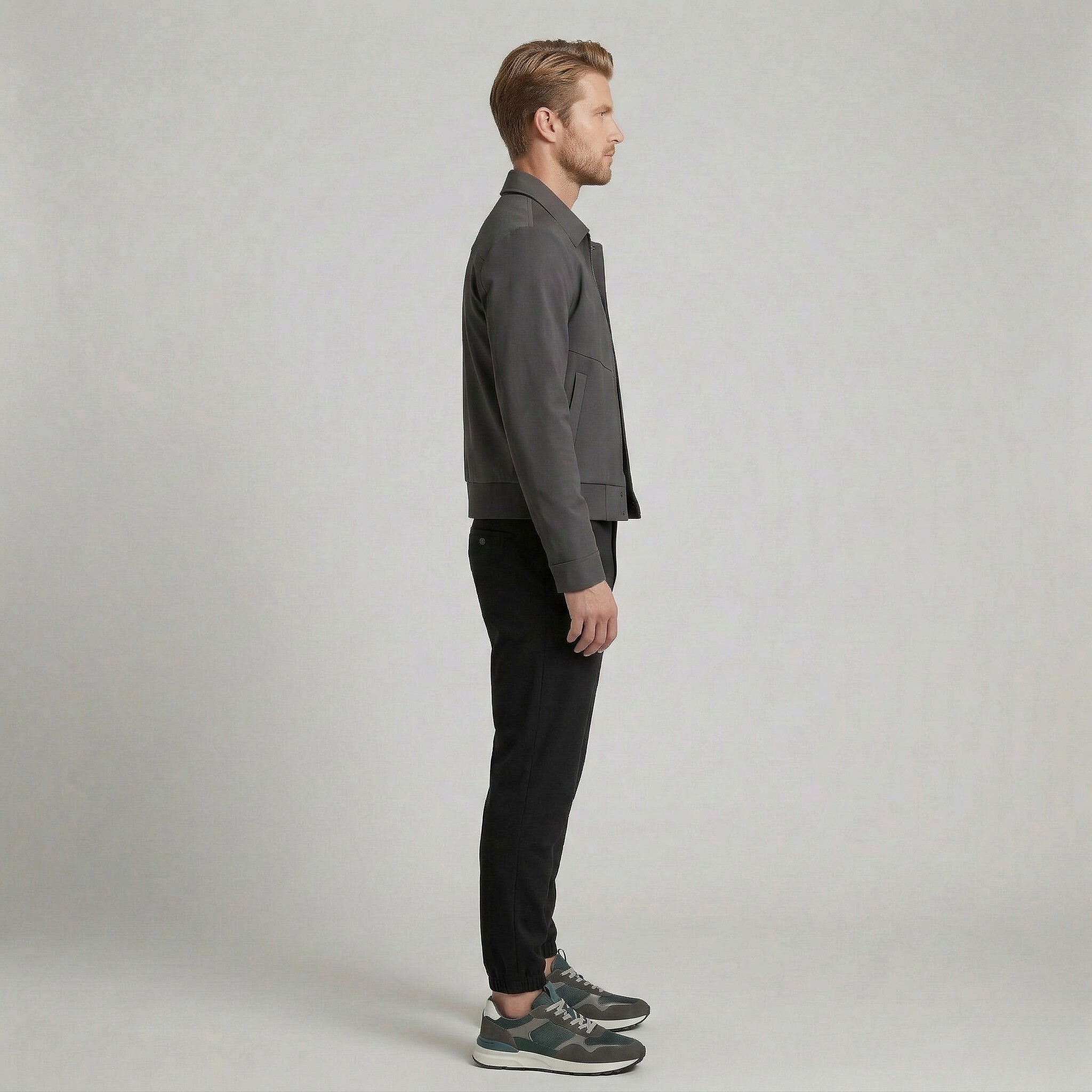 Chaqueta minimalista de cuero con cremallera