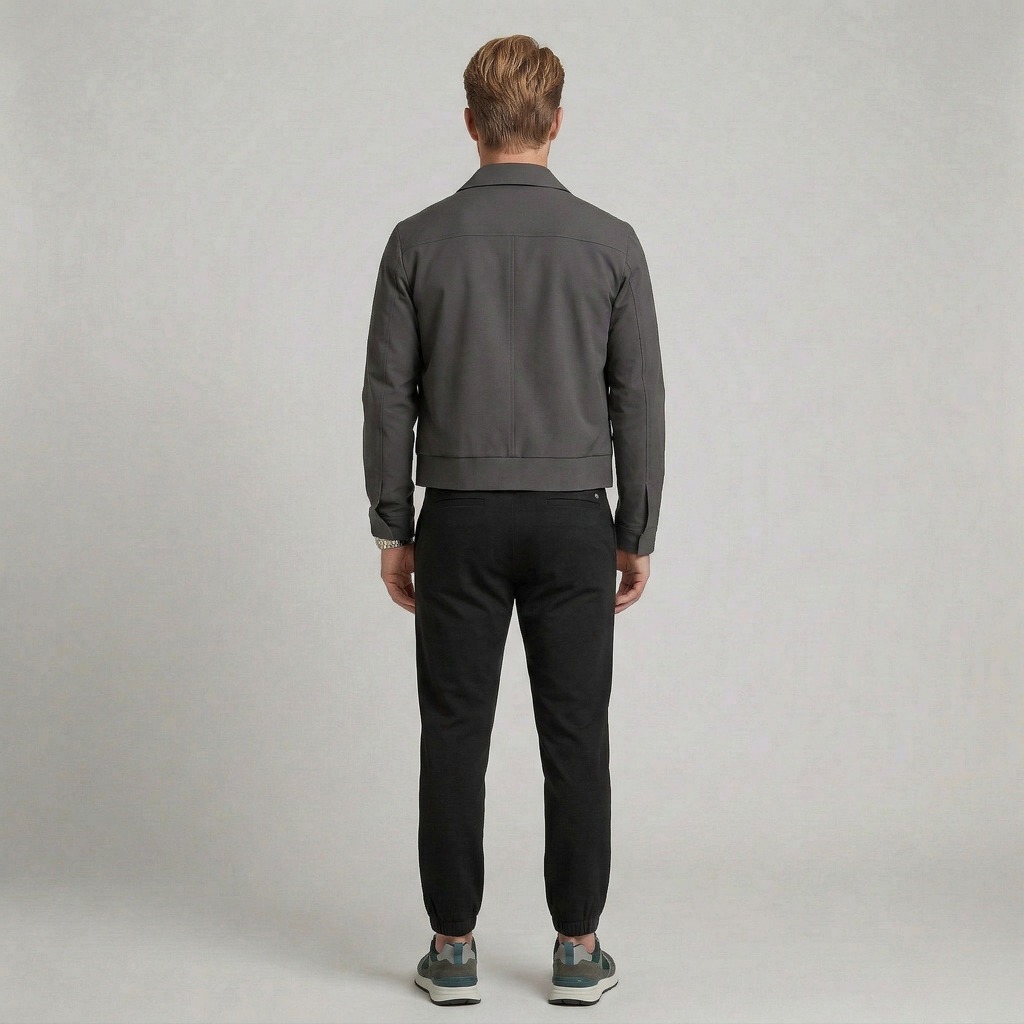 Chaqueta minimalista de cuero con cremallera