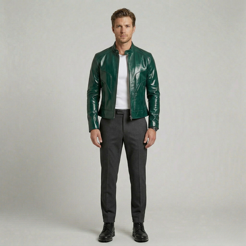 Chaqueta de cuero brillante Racer