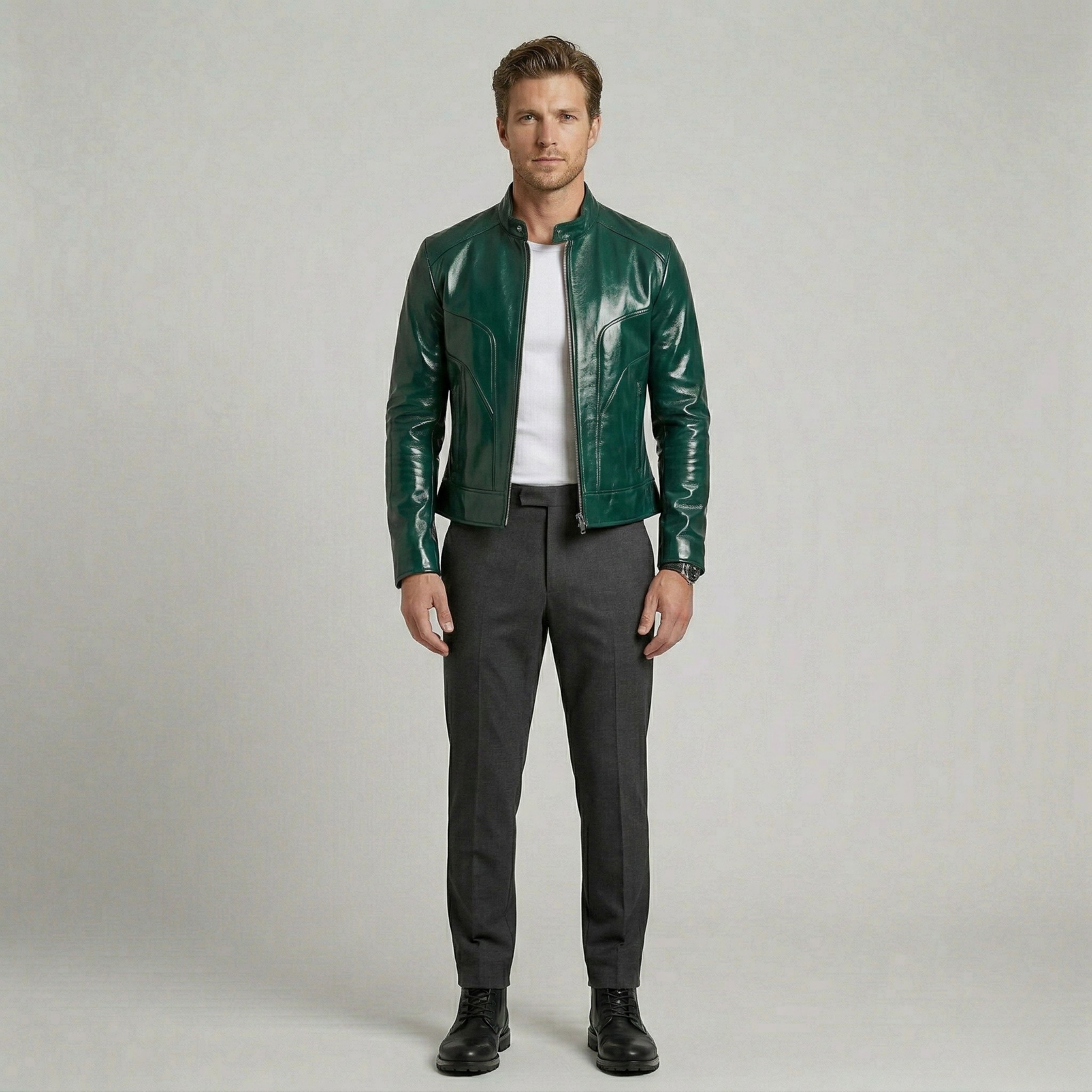 Chaqueta de cuero brillante Racer