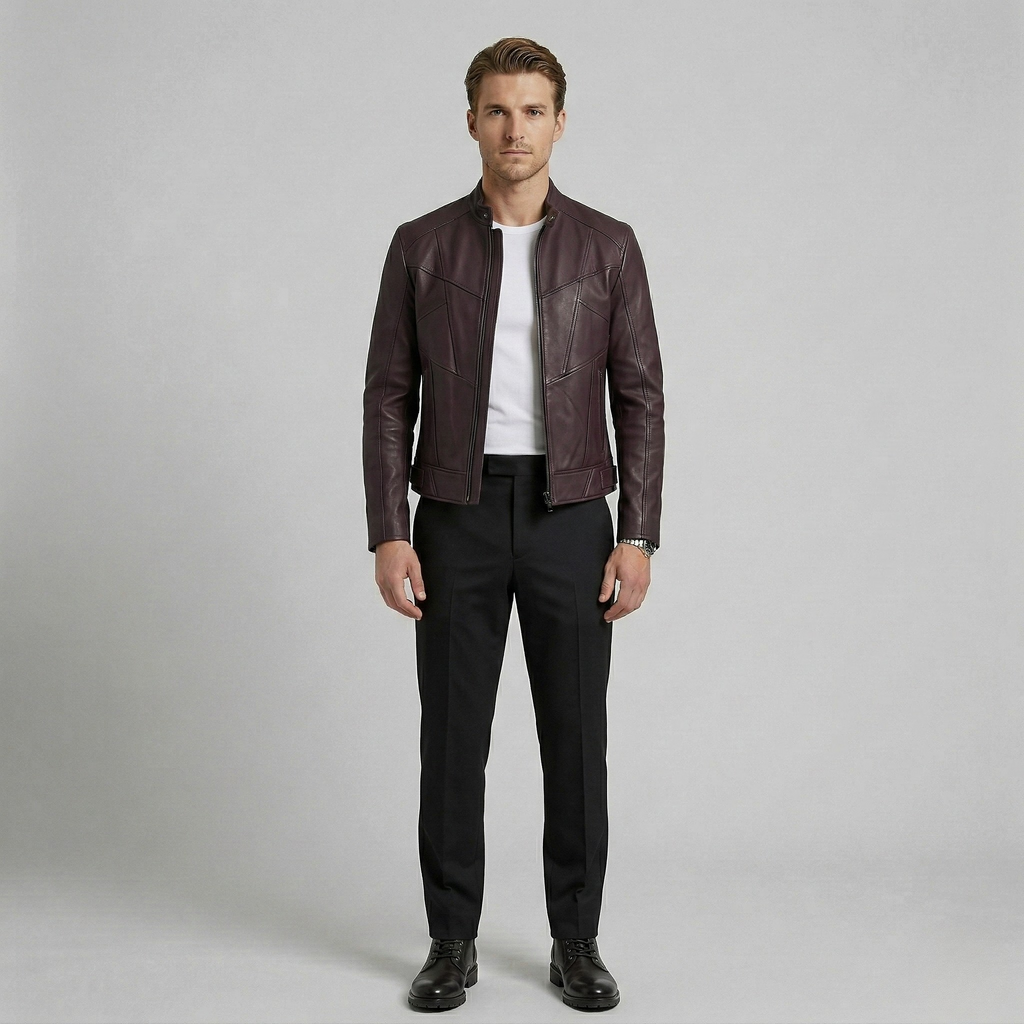 Chaqueta de cuero con paneles Racer
