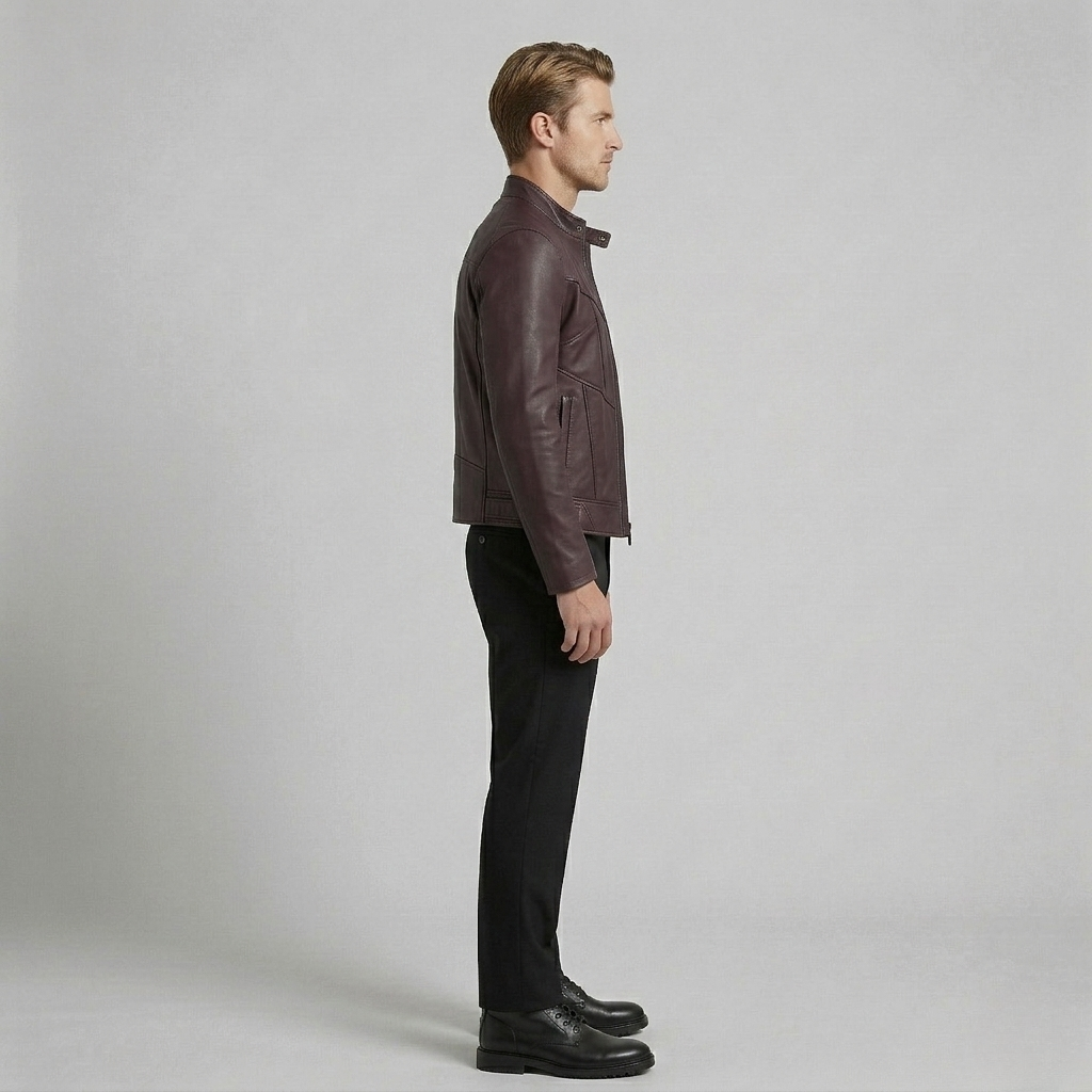 Chaqueta de cuero con paneles Racer