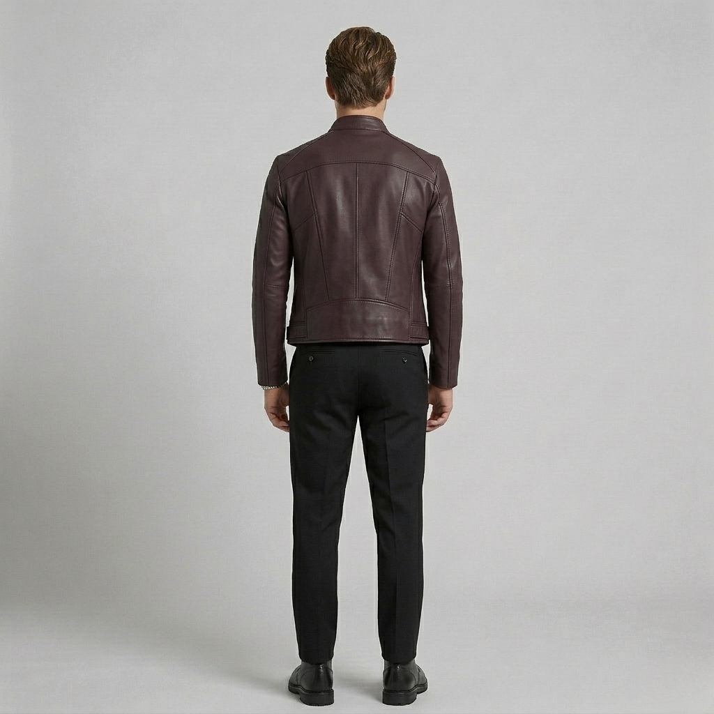 Chaqueta de cuero con paneles Racer