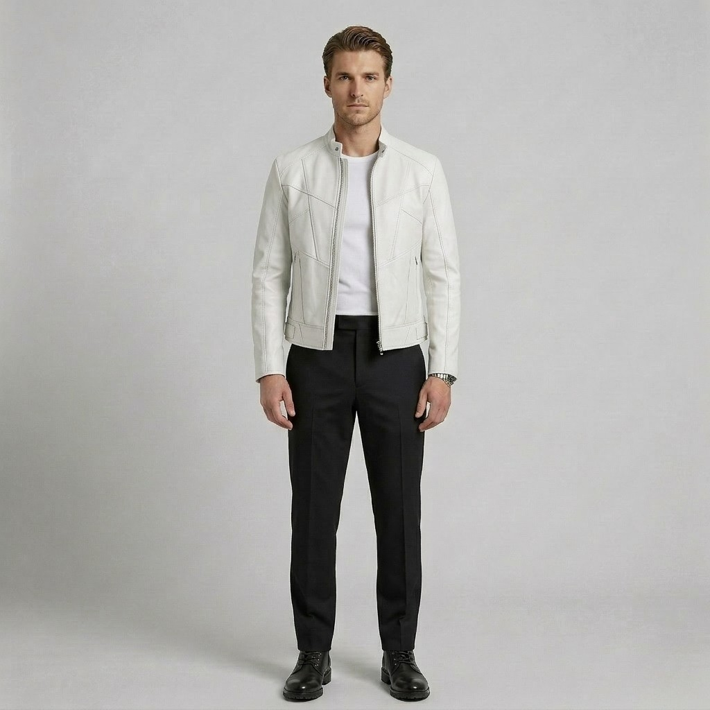 Chaqueta de cuero con paneles Racer