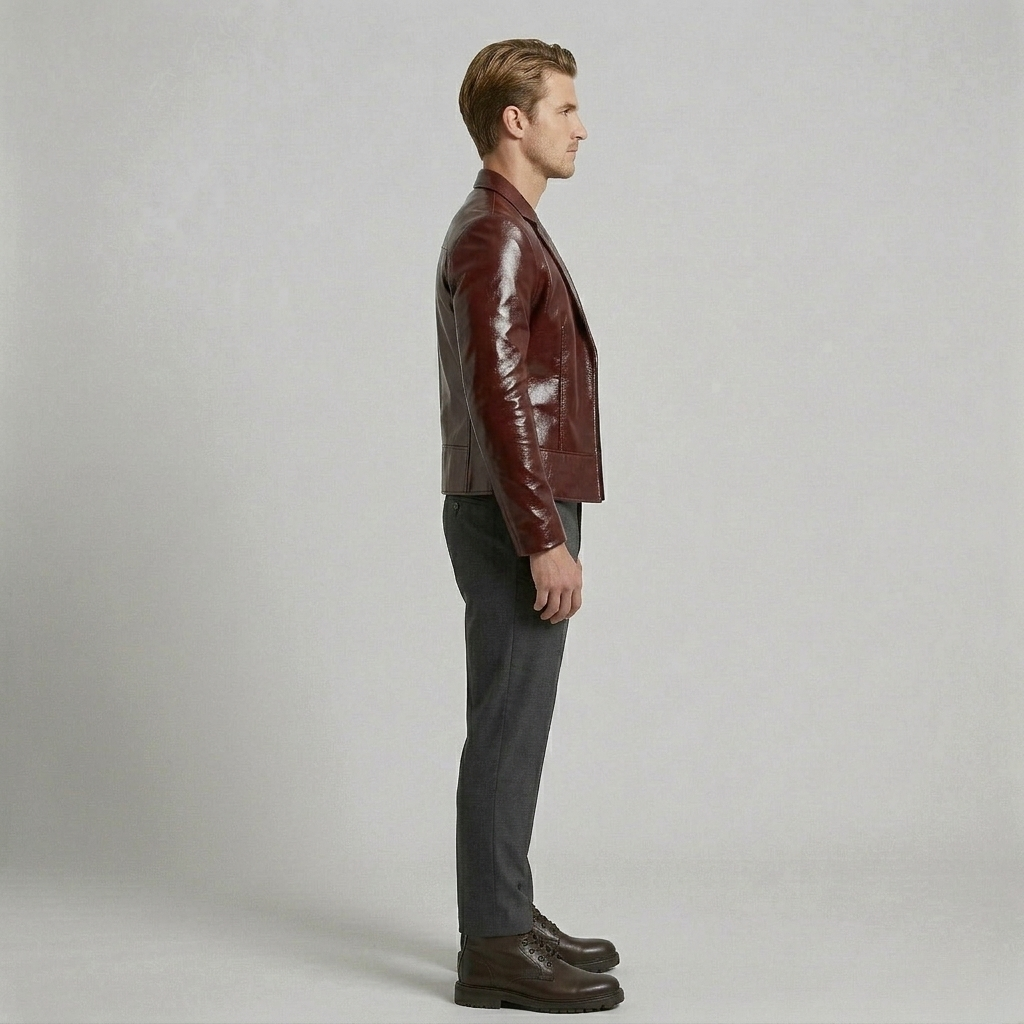 Chaqueta blazer de cuero brillante