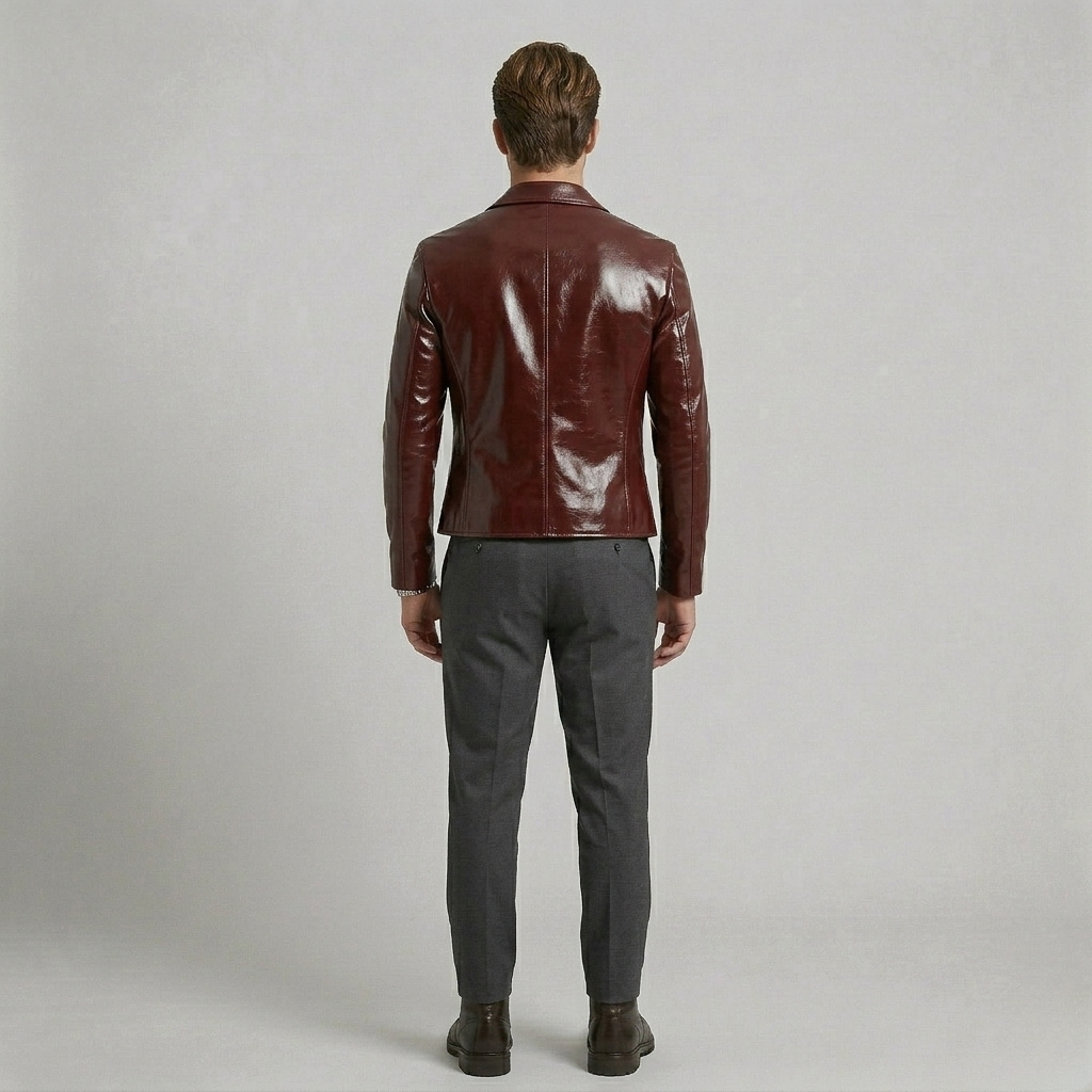 Chaqueta blazer de cuero brillante