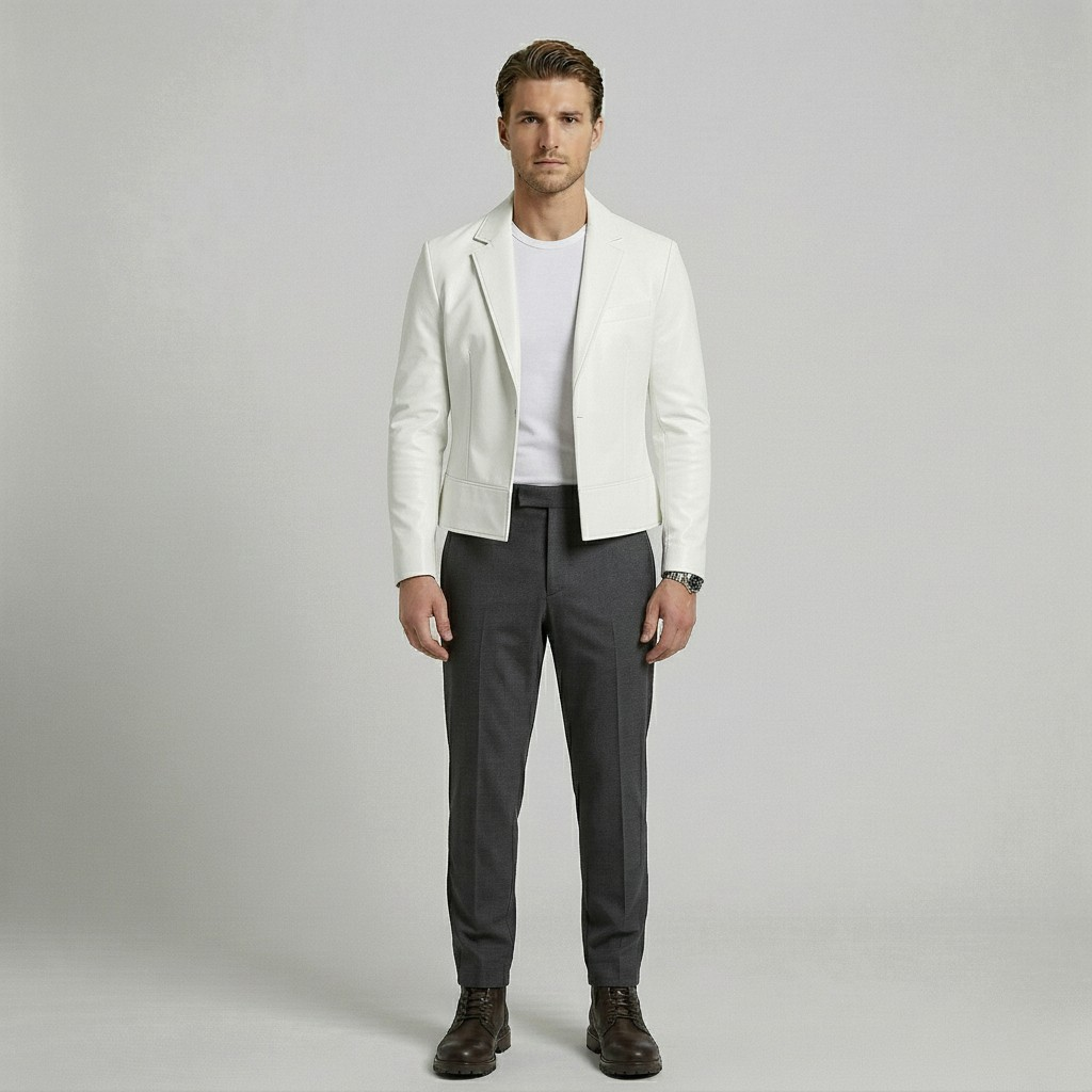 Chaqueta blazer de cuero brillante