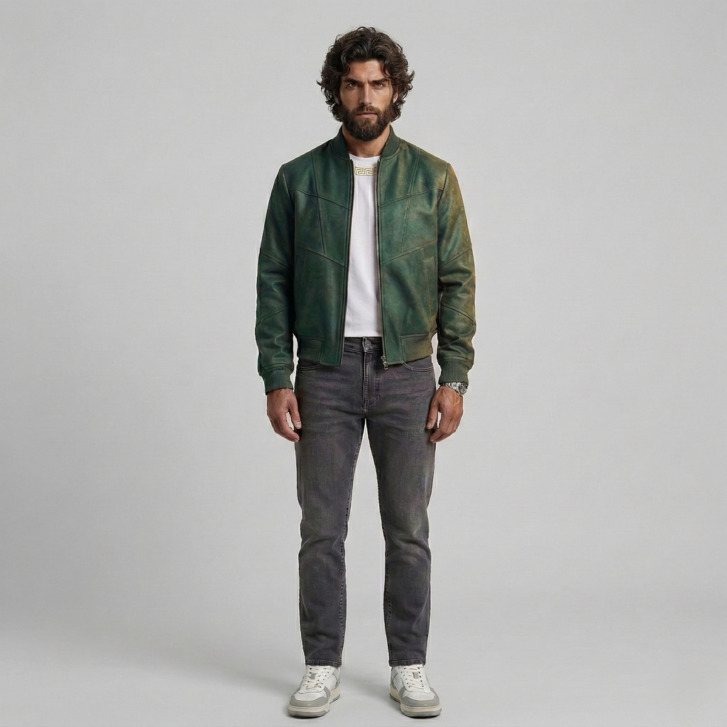 Chaqueta bomber con paneles lavados vintage