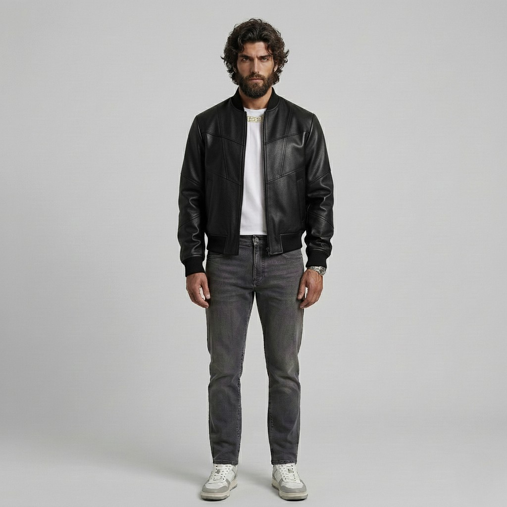 Chaqueta bomber con paneles lavados vintage