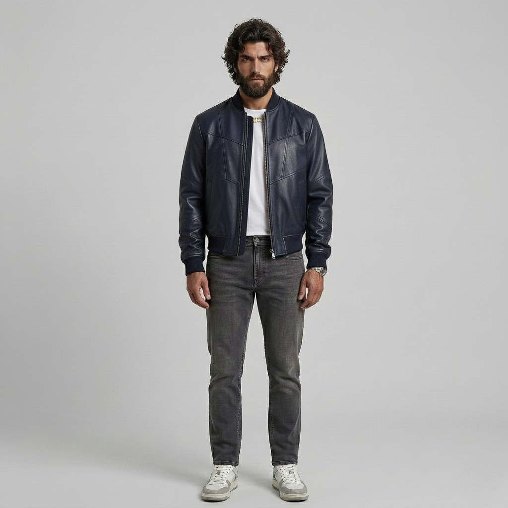 Chaqueta bomber con paneles lavados vintage