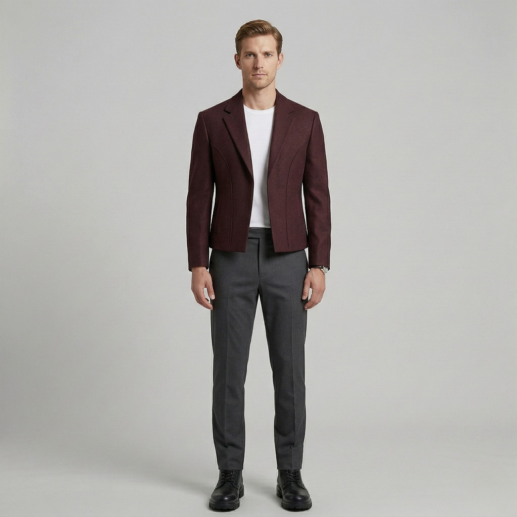 Blazer moderno a medida en color burdeos