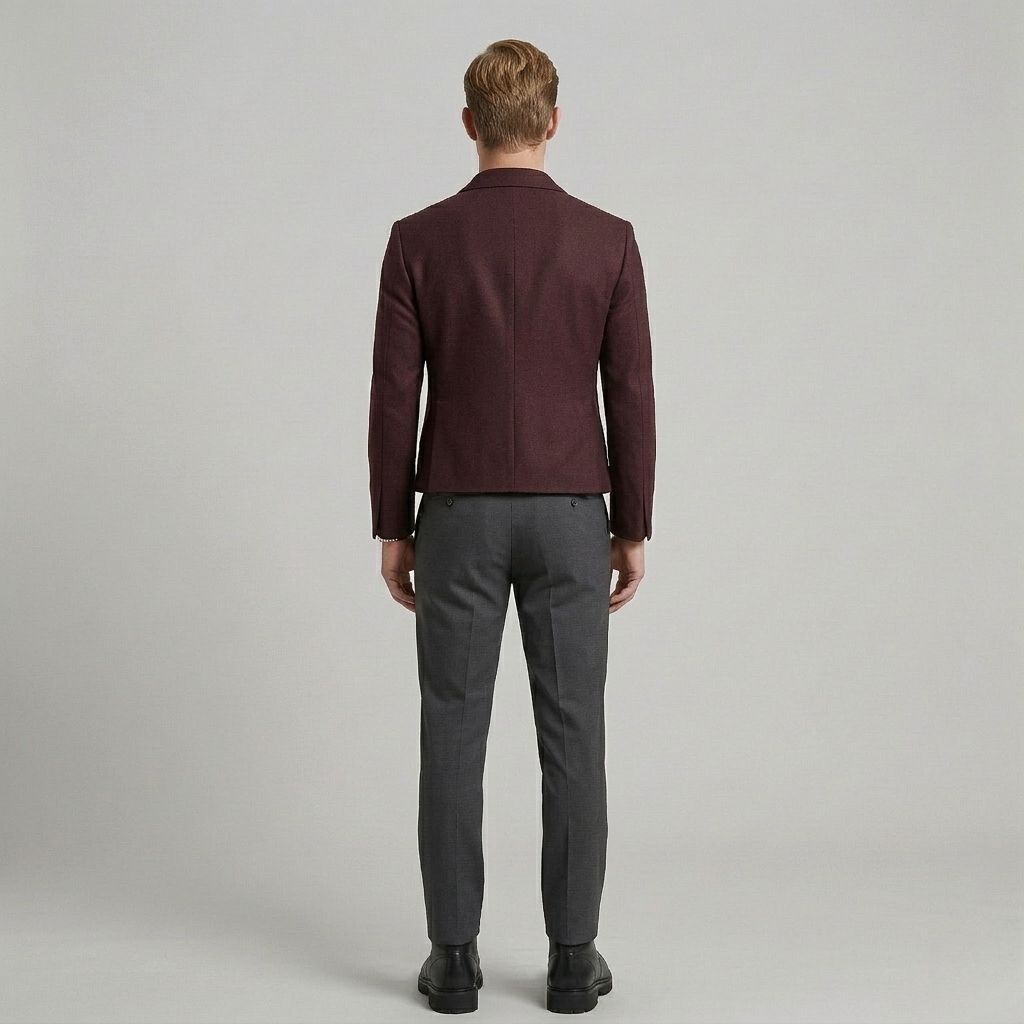 Blazer moderno a medida en color burdeos