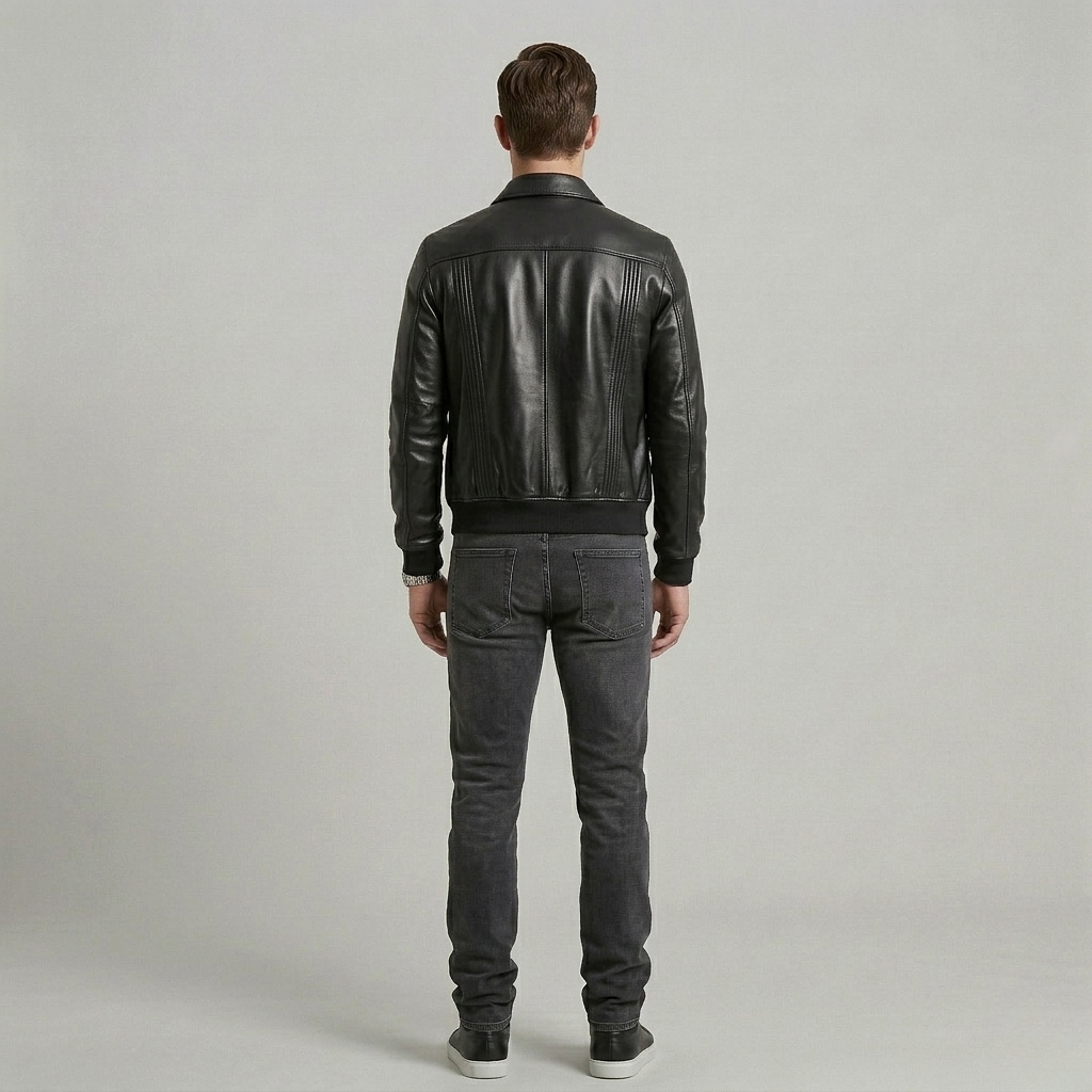 Chaqueta de cuero con cremallera