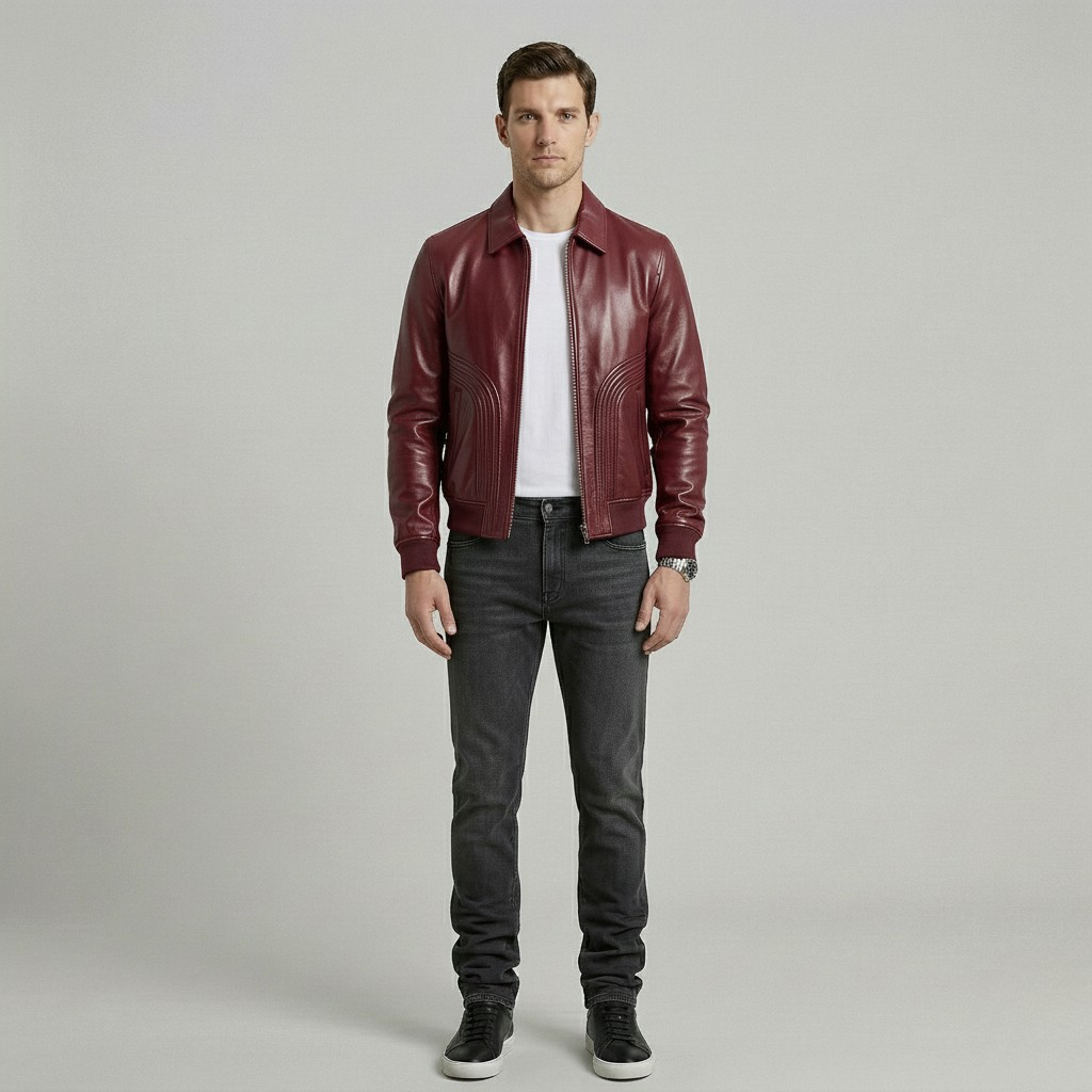 Chaqueta de cuero con cremallera