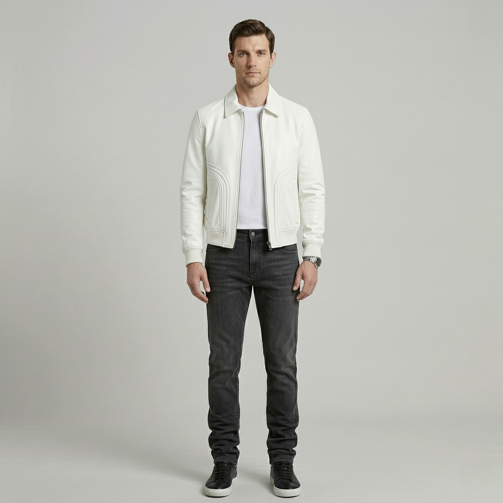 Chaqueta de cuero con cremallera