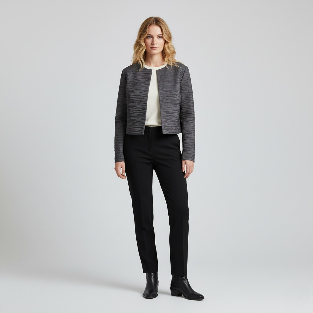 Chaqueta corta con textura y sin cuello