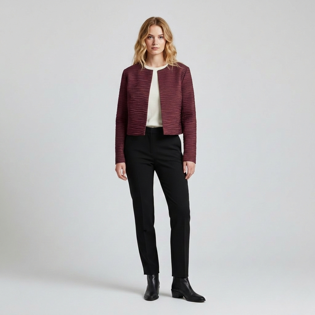 Chaqueta corta con textura y sin cuello