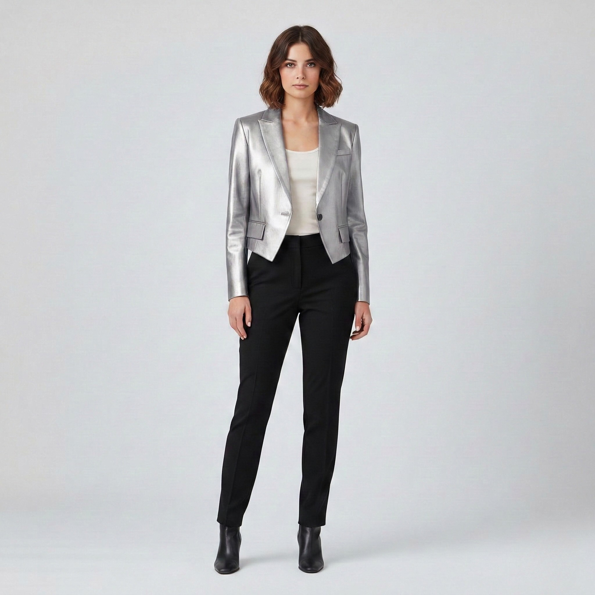 Blazer corto entallado metalizado
