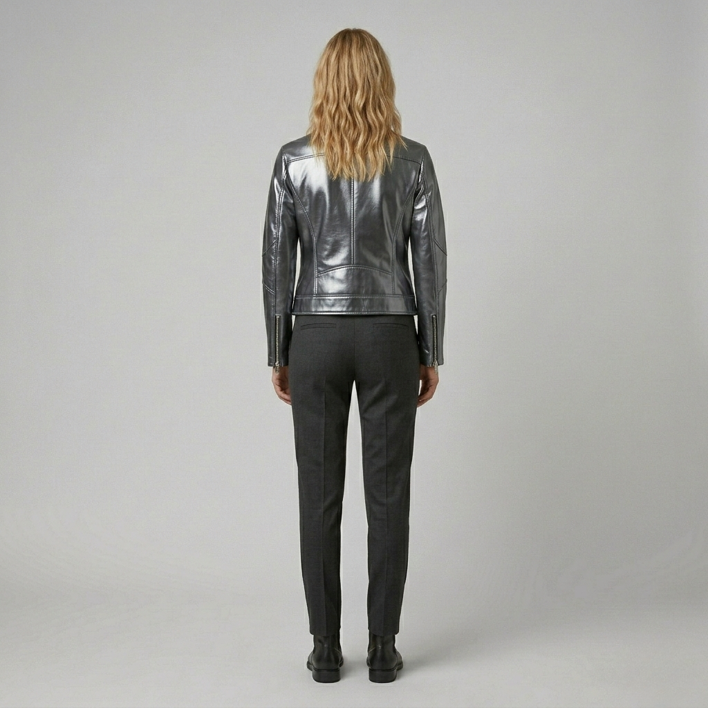 Chaqueta motera metálica